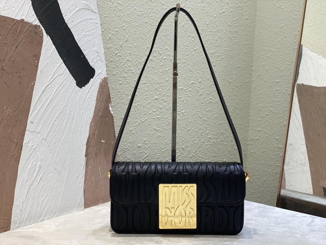 Miss Dior Flap Bag Black Quilted Miss Dior Allover Calfskin